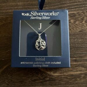 Silverworks Sterling Silver Initial “J” Necklace 18” D11
